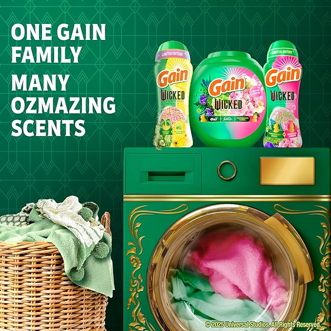 Gain Flings! "Wicked: For Good" Limited Edition Laundry Detergent Pacs, 42 Count, Fantabulous Floral Scent, 3 in 1 HE Detergent Pacs with Oxi Boost and Febreeze