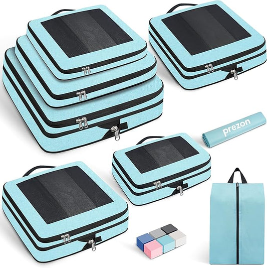 8 Set/6 Set/4 Set Compression Packing Cubes for Travel, Lightweight Vacation Travel Essentials, Travel Accessories for Suitcase Organizer Bags Set, Durable Luggage Organizer
