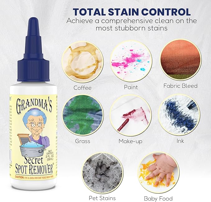 Grandma's Secret Spot Remover Gel - On-the-Go Travel Size Fabric Stain Remover for Clothes - Chlorine, Bleach and Toxin-Free - Removes Oil, Paint, Blood and Pet Stains - 2 Ounce