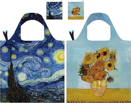 Reusable Grocery Bags, Oil Painting Art Tote Bags With Carry Pouch Waterproof Shopping Bags for Travel Daily Use