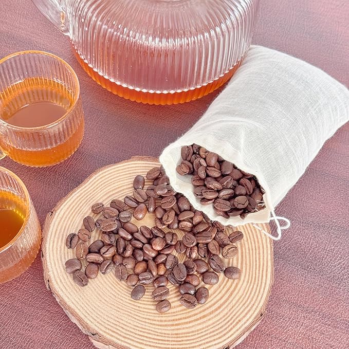 20Pcs 4 x 6 Inch Muslin Cotton Drawstring bags and Gift Tags Reusable Reusable Tea Bags, Produce Bags, Cooking Soup, Jewelry Pouch for Party Wedding Home Storage