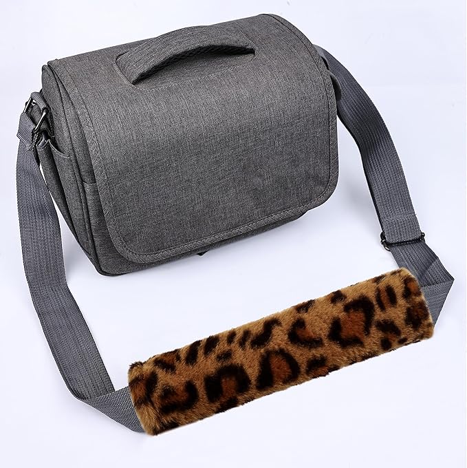 Amooca Soft Faux Fur Universal Fit Seatbelt Cover Car Truck SUV Airplane Seat Belt Shoulder Pad for Carmera Backpack Straps Neck Cushion Protector 2 Pack 10.5in Brown Leopard
