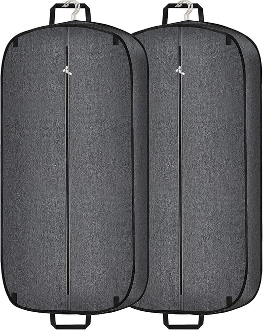 Limoomil Heavy Duty Waterproof Garment Bag for Travel, Tear Resistance Suit Bag for Men Travel for Suits, Tuxedos, Coats, Uniform. 42 inch, Darkgrey, 2 Pack.…