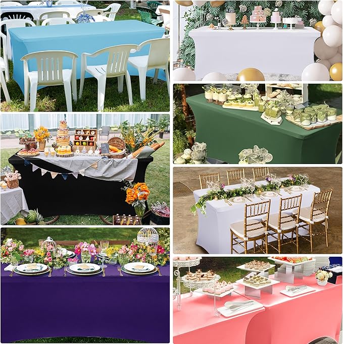 Obstal 4Ft Stretch Spandex Table Cover for Standard Folding Tables - 2 Pack Universal Rectangular Fitted Tablecloth for Party, Banquet, Events, Trade Show (Gold, 48L x 24W x 30H Inches)