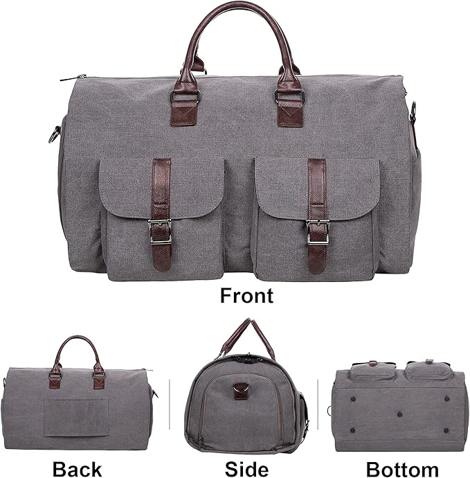 seyfocnia Convertible Travel Garment Bag, Carry-on Garment Duffel Bag for Men Women - 2-in-1 Hanging Suitcase Suit Business Travel Bag