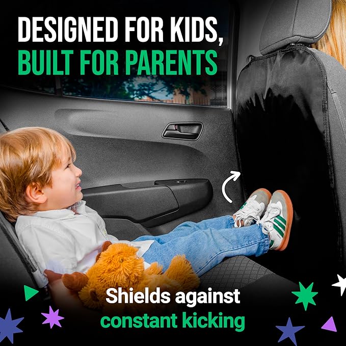 2 Pack Kick Mats Back Seat Protector - Backseat Car Organizer for Kids, Car Storage Organizer, Back Seat Cars Organizers, Cars Organizers Backs Seats, Travel Accessories, No Pockets