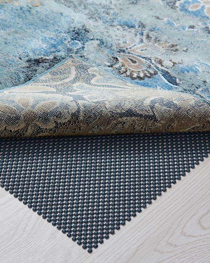 Veken 5x7 Ft Rug Pad Gripper for Hardwood Floors, Non Slip Dark Blue Rug Pads for Area Rugs, Thick Rug Grippers for Tile Floors, Under Carpet Anti Skid Mat, Keep Your Rugs Safe and in Place
