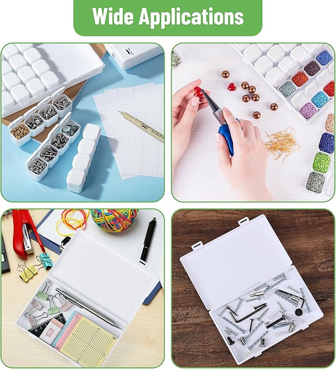 Mr. Pen-Bead Storage Containers, 28 Grids, 2 Pack, White, 160pcs Label Stickers, Bead Organizer, Craft Organizers and Storage, Containers for Organizing, Box (HQUA056M312)