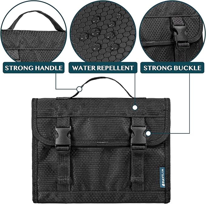 PAVILIA Travel Hanging Toiletry Bag for Women Men, Large Capacity Makeup Bag Kit, Waterproof Cosmetic Storage Organizer Case for Bathroom Shower