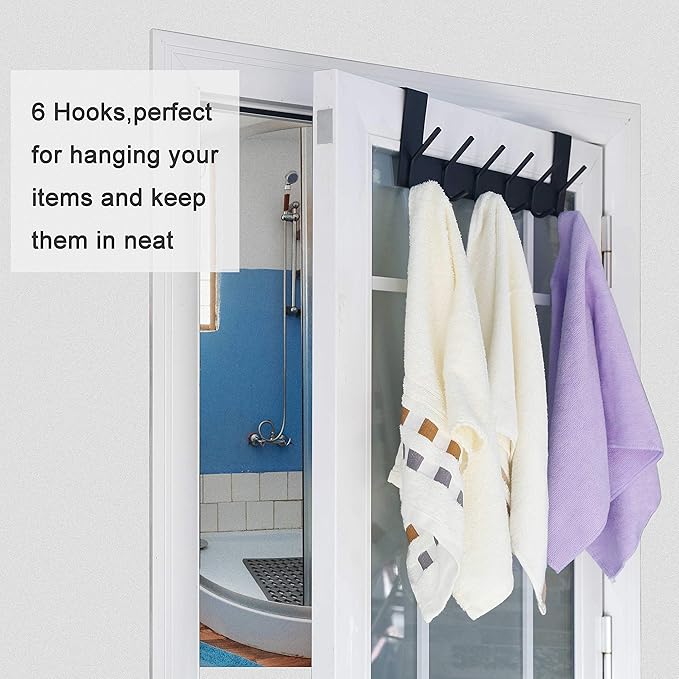WEBI Over The Door Hooks for Hanging, Over The Door Towel Rack, Over Door Coat Hanger, Over Door Coat Rack for Hanging Towels, Hats, Clothes, Behind Back of Bathroom, Bronze