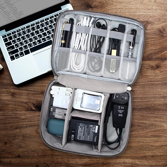 VOCUS Electronics Organizer Travel Cable Organizer Bag for Electronics Accessories, Portable Tech Carrying Large Storage Case for Charger, Cord, Power Bank, Hardware