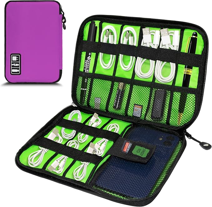 Electronics Organizer, Travel Cord Organizer Pouch, Portable Cable Organizer Bags, Travel Electronic Accessories Storage Case for Cables, Cords, Charger, Phone (Rosered)