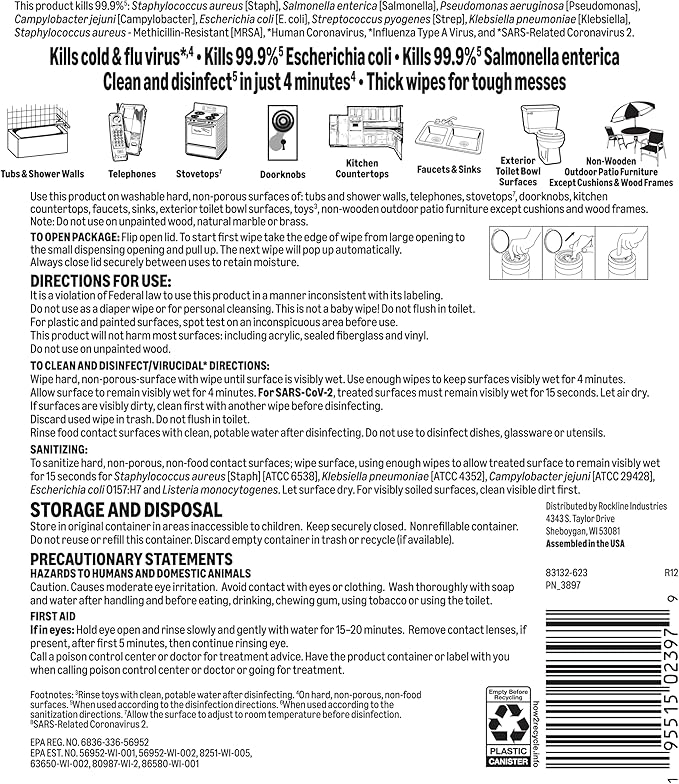 Amazon Basics Disinfecting Wipes, Lemon & Fresh Scent, Sanitizes, Cleans, Disinfects & Deodorizes, 255 Count (3 Packs of 85), Packaging May Vary