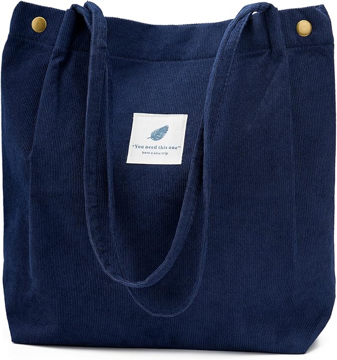 Corduroy Tote Bag Cute Tote Bags for Women Shoulder Bag with Inner Pocket for Work Beach Travel and Shopping Grocery