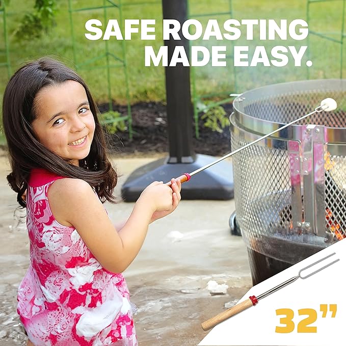 Grill Guru Smores Sticks for Fire Pit - Accessories for Campfire Marshmallow Roasting Sticks Smores Kit Outdoor-Smore Skewers Hot Dog Fork For Outside, Camping Essentials Bonfire Gear Long 32" 20 Pack