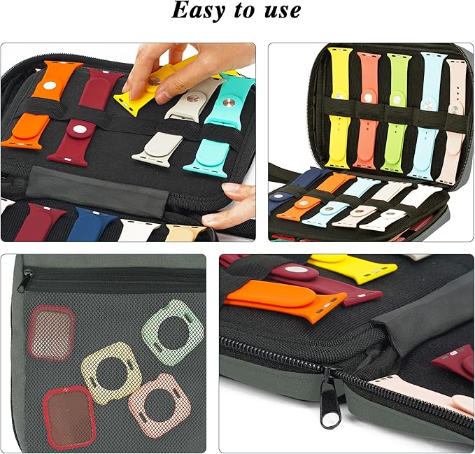 20 Watch Bands Storage Carrying Case Compatible with Watches,Expandable Watch Band Holder Stores 20 Watch Bands Fit for Most Sizes of Watch Straps,Organizer for Watch Bands, Bag Only(Dark Grey)