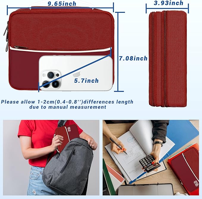 Electronics Organizer, Travel Cord Organizer Pouch, Portable Cable Organizer Bags, Waterproof Electronic Accessories Storage Case for Cables, Cords, Charger, Phone (Double Layer-Winered)