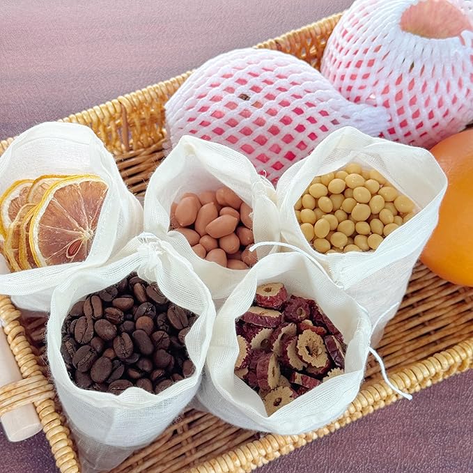 100Pcs 3 x 4 Inch Muslin Cotton Drawstring bags and Gift Tags Reusable Tea Bags,Produce Bags, Cooking Soup, Jewelry Pouch for Party Wedding Home Storage