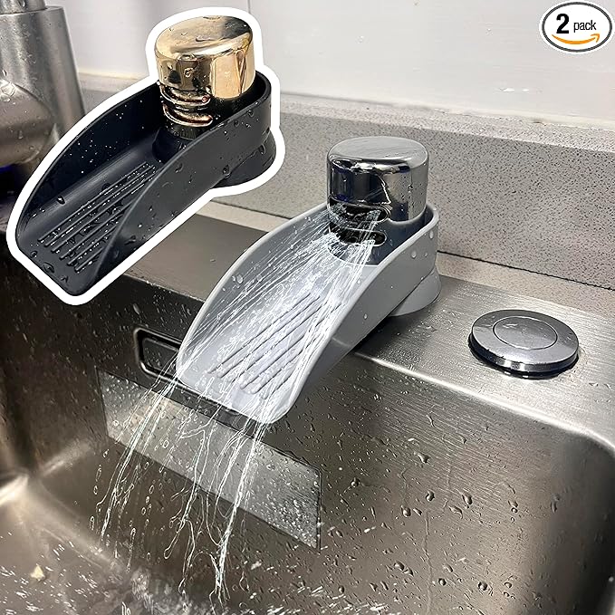 2-Pack Dishwasher Air Gap Cover Water Ramp Silicone Splash Guard, 4° Overflow Spout Extender for Dishwasher,Universal Accessory For Dishwasher Air Gap,Replacement Dishwasher Air Gap (Grey,Black)