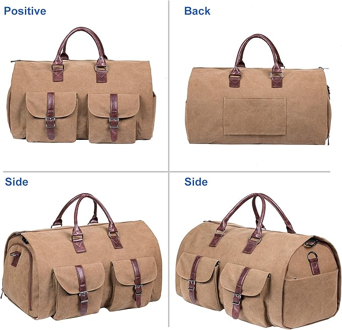 seyfocnia Convertible Travel Garment Bag, Carry-on Garment Duffel Bag for Men Women - 2-in-1 Hanging Suitcase Suit Business Travel Bag