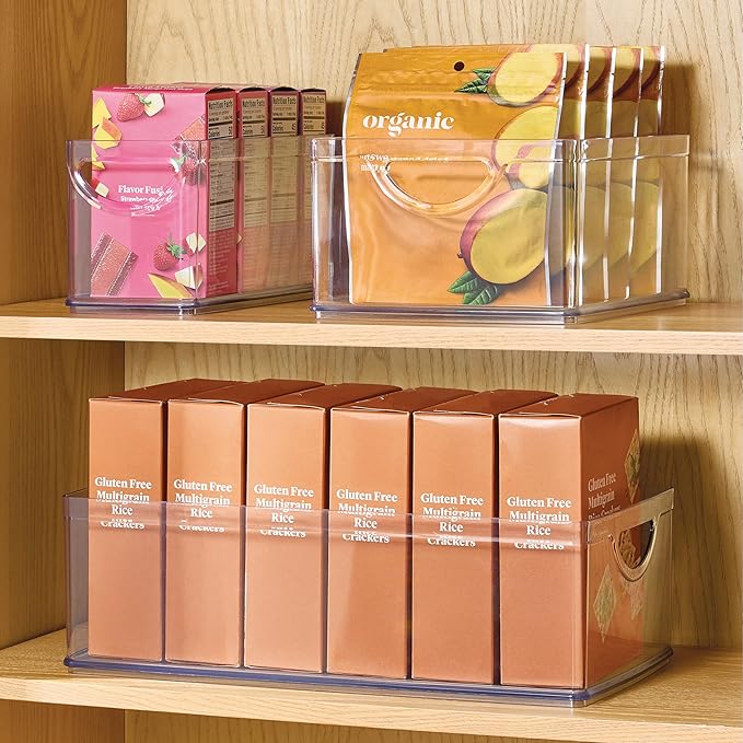 iDesign Stackable Clear Plastic Extra Long Storage Bin, Organizer for Kitchen Cabinet or Pantry