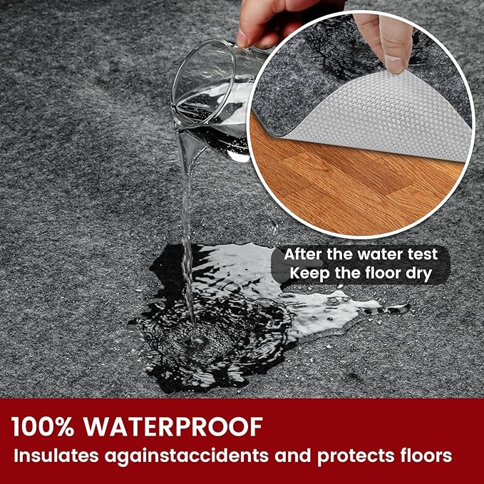 Waterproof Rug Pad, 4x6 ft Area Rug Non-Slip Carpet Pad, Non-Slip Rug Pads for All Floors and Finishes, Felt Pad for Hardwood Floors, Keeps Carpets in Place Soft and Safe