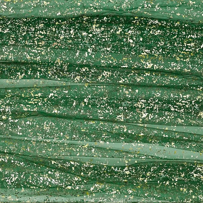 Horaldaily Green Gold Gauze Tablecloth 60x120 Inch Rectangular, Green Sequin Glitter Metallic Foil, Sheer Tulle Cheesecloth for Wedding Baby Shower Ceremony Birthday