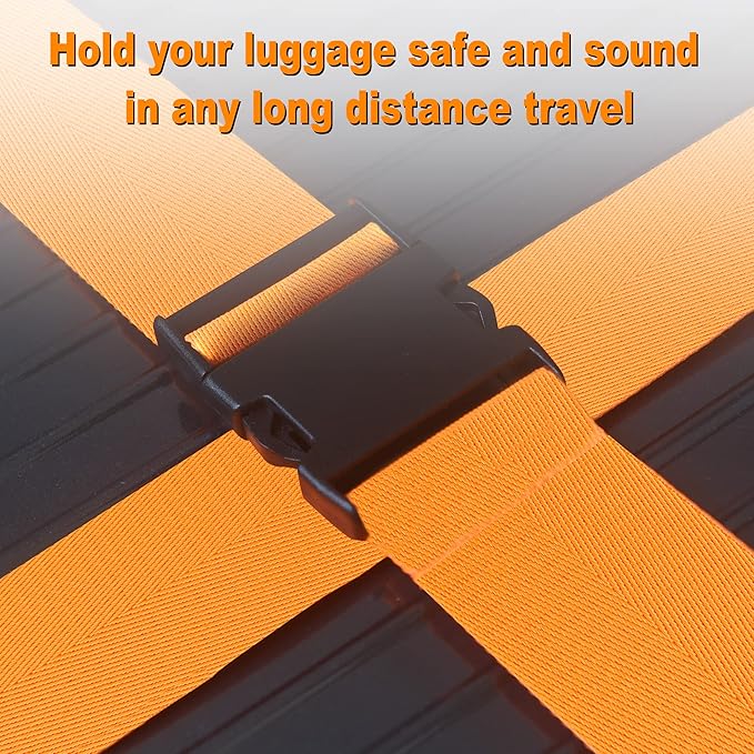 Luggage Straps for Suitcases TSA Approved Travel Belt 4 Pack by Chelmon(Orange)