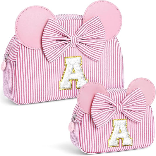 2PCS Makeup Bags Teen Girl Gifts Trendy Stuff - Personalized Christmas Gifts for Kids- Stocking Stuffers for Kids Girl - Cosmetic Bag Travel Toiletry - 8 9 10 11 12 13 14 Years Old Gift Pink A