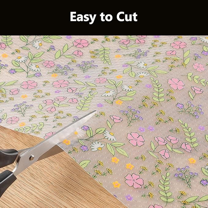 INNOLITES Shelf Liners for Kitchen Cabinets Non-Adhesive Drawer Liner with Floral, Waterproof Durable Easy to Clean, for Refrigerator, Shelves (Pink Rose, 11.8" x 120")