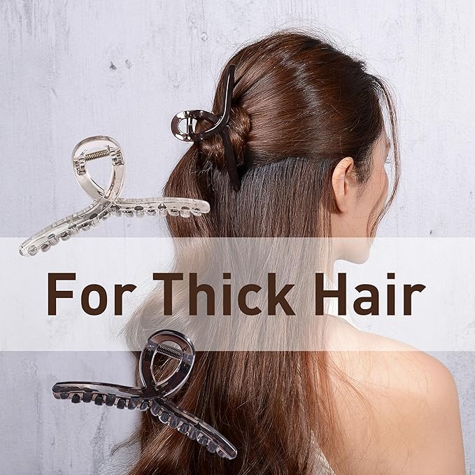Emma Lily 4pcs Large Hair Claw Clips for Women – Dark & Light Brown Strong Hold for Thick Hair Casual Daily Use