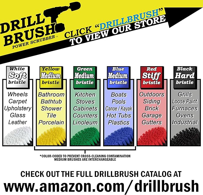 Oil Stain Remover Scrub Brush Attachment for Drill Set - Household Cleaning Tools and Scrub Brushes for Cleaning Grills - Electric Spin Scrubber Cleaning Supplies Set - Industrial Cleaning Products