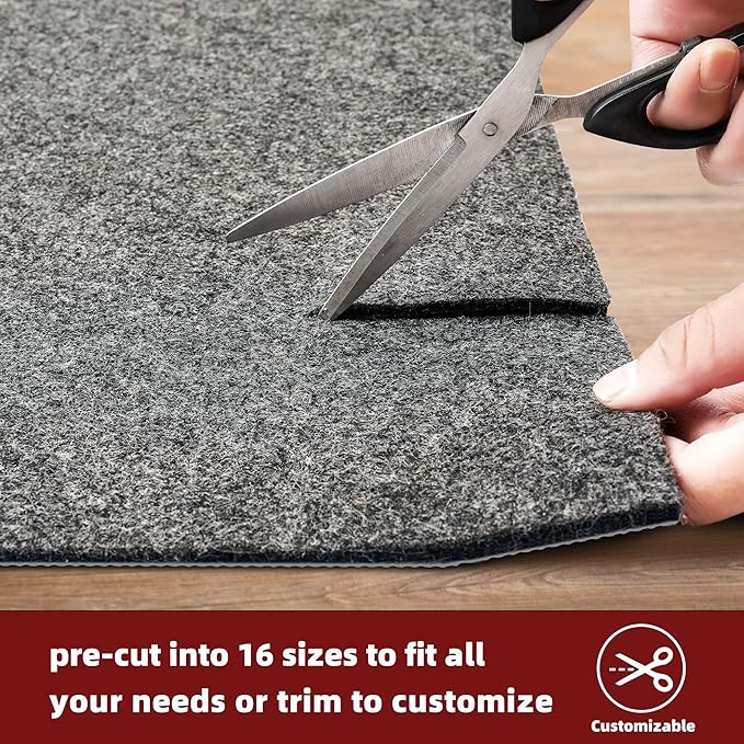 BAGAIL Felt and Natural Rubber Backing Rug Pads 1/8” Thick, 5 x 8 Ft Non Slip Rug Gripper Keep Rugs in Place, Under Area Rug Protective Cushioned Pads, Carpet Runners, Hardwood Floors Protection