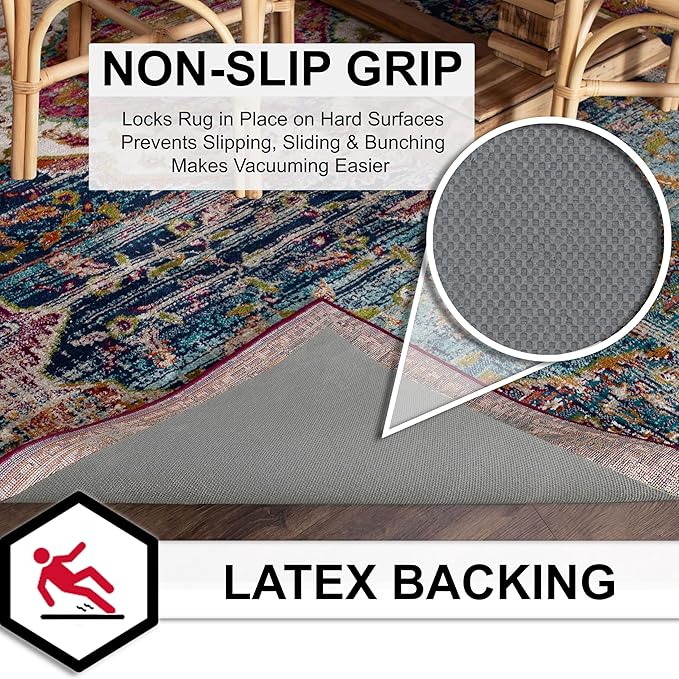 Mohawk Home 4’ x 6’ Non Slip Grip Rug Pad 1/8" Low Profile Felt Cushion + Rubber Gripper, Great for High Traffic Areas - Safe for All Floors