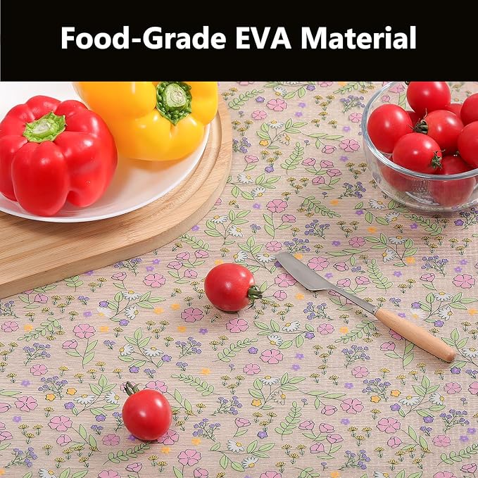 INNOLITES Shelf Liners for Kitchen Cabinets Non-Adhesive Drawer Liner with Floral, Waterproof Durable Easy to Clean, for Refrigerator, Shelves (Pink Rose, 11.8" x 120")