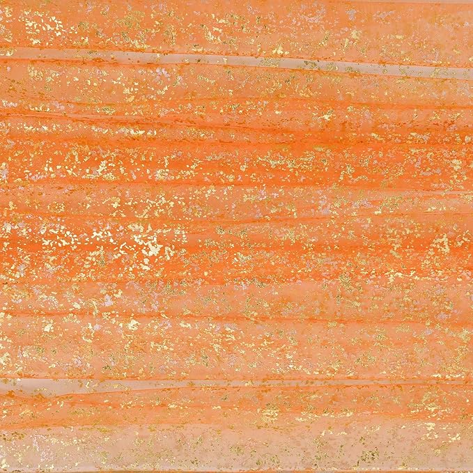 Horaldaily Orange Gold Gauze Tablecloth 60x104 Inch Rectangular, Orange Sequin Glitter Metallic Foil, Sheer Tulle Cheesecloth for Wedding Baby Shower Ceremony Birthday