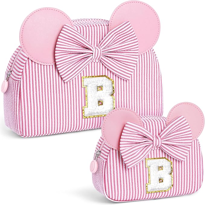 Christmas Gifts for Grandkids, Birthday Gifts for Girls | Personalized Initial Makeup Bag Cosmetic Travel Toiletry Bag for Girl Kid Years Old Birthday Gift Christmas Gift for Girls Kids Pink B