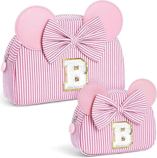 Christmas Gifts for Grandkids, Birthday Gifts for Girls | Personalized Initial Makeup Bag Cosmetic Travel Toiletry Bag for Girl Kid Years Old Birthday Gift Christmas Gift for Girls Kids Pink B