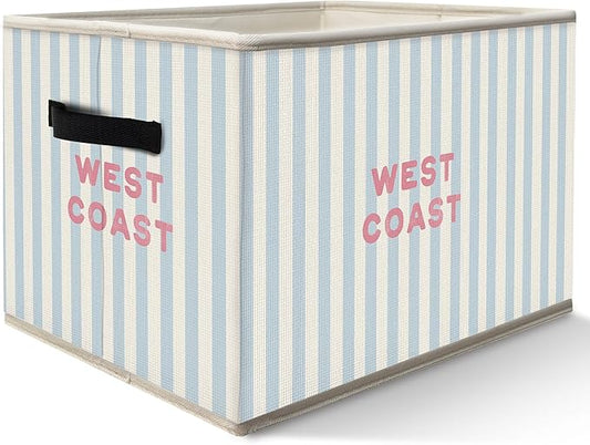 Western Beach Storage Bins Box with Handles, Coastal Cowgirl Room Decor, Preppy Beachy Collapsible Fabric Storage Basket Box Organizer for Bedroom Bathroom Clothes Toys Books