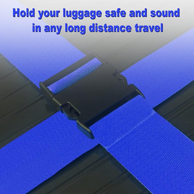 Luggage Straps for Suitcases TSA Approved Travel Belt 8 Pack by Chelmon (Blue)