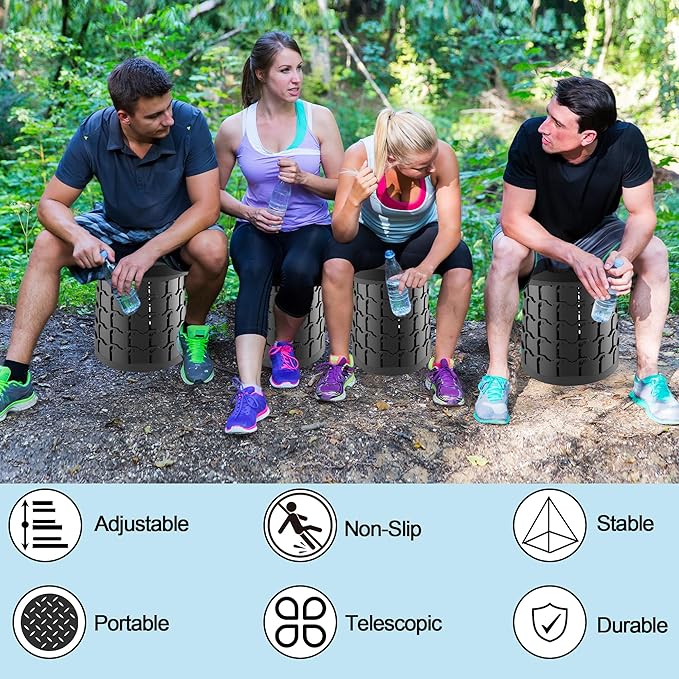 2025 Upgraded Collapsible Stool， Pop Up Seat with Load Capacity 800lbs，More Durable & Portable Retractable Folding Stools，Adujstable Telescoping Stools for Adults Camping & Outdoors