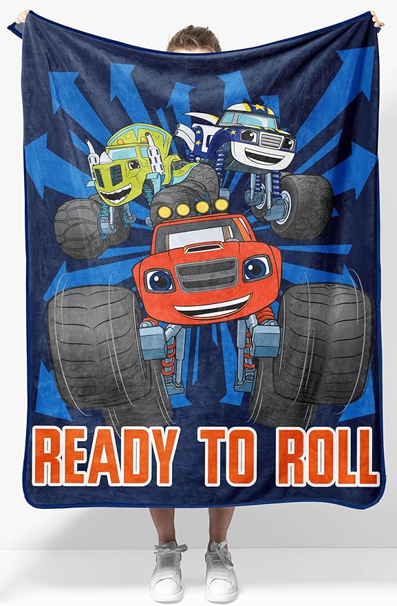 Jay Franco Kids Plush Throw Blanket – Soft & Comfy Throw for Couch or Bed – Cozy Home Décor for Living Room & Bedroom, Blue - Blaze, 40x50 - Travel Blanket