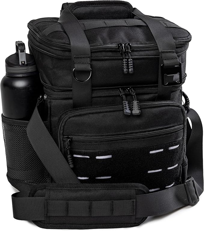 ThinkFit Tactical Lunch Box for Men - Heavy Duty Insulated Lunch Bag - Military Style Large Capacity Meal Prep Cooler Bag for Work, Construction, Blue Collar - Waterproof MOLLE System