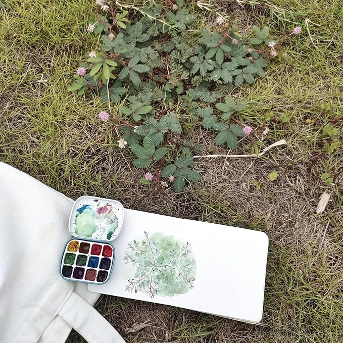 2 Pcs Mini Empty Watercolor Tin Box 12 Wells Portable Paint Palette Metal Paint Storage,Travel Watercolor Palette with Lid,Ideal for Artists on The Go(Black)