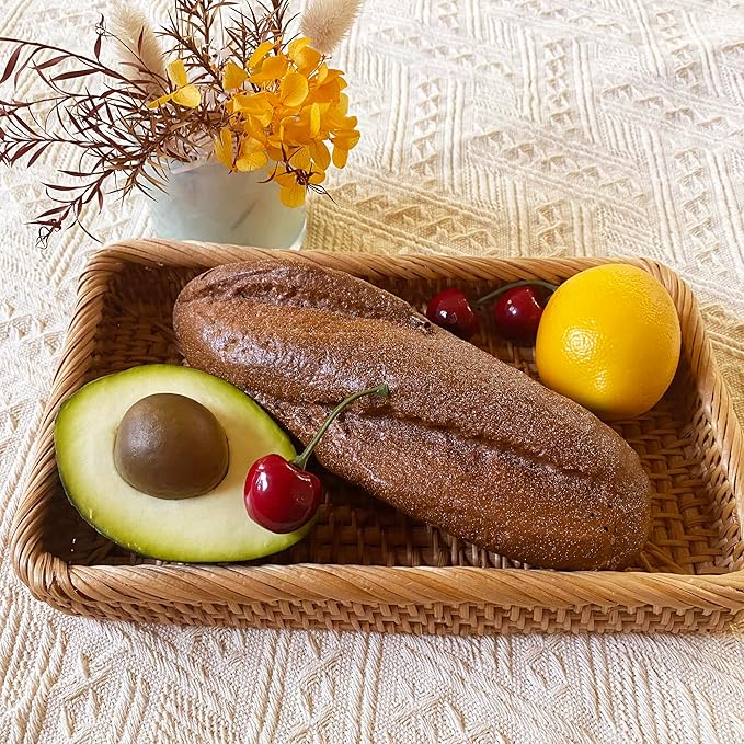 i-lan Natural Rattan Toilet Tank Basket, 10 Inch Narrow Bathroom Storage Tray for Toilet Paper & Hand Towels, Handwoven Wicker Over The Toilet Organizer, Small Vanity Shelf for Home Decor