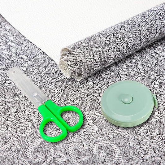 12X120 Inch Shelf Liner with Scissor & Tape Measure for Kitchen Cabinets, PVC Drawer Liner for Dresser Non-Slip Bathroom, Non-Adhesive Cabinet Liner Washable (Black)