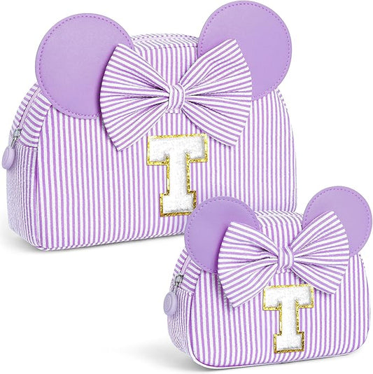 Christmas Gifts | Personalized Initial Makeup Bag | Purple Cosmetic Bags Travel Bag | 8 9 10 11 12 13 14 15 16 Years Old Girl Gift Teen Girl Kids Gifts Trendy Stuff T