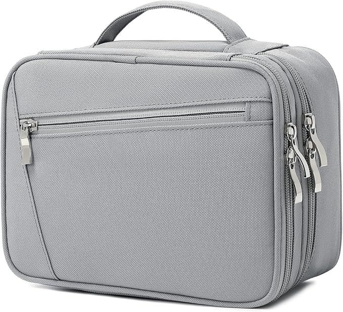 mygreen Electronics Travel Organizer, Waterproof Electronic Accessories Case Portable Double Layer Cable Storage Bag for Cord, Charger, Flash Drive, Phone, iPad Mini, SD Card, Gifts for Him, Grey
