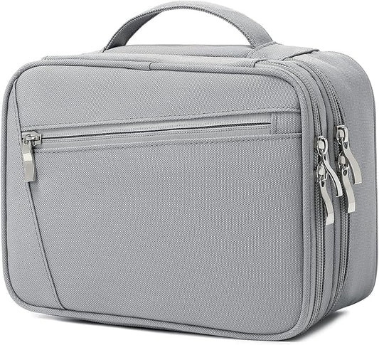 mygreen Electronics Travel Organizer, Waterproof Electronic Accessories Case Portable Double Layer Cable Storage Bag for Cord, Charger, Flash Drive, Phone, iPad Mini, SD Card, Gifts for Him, Grey