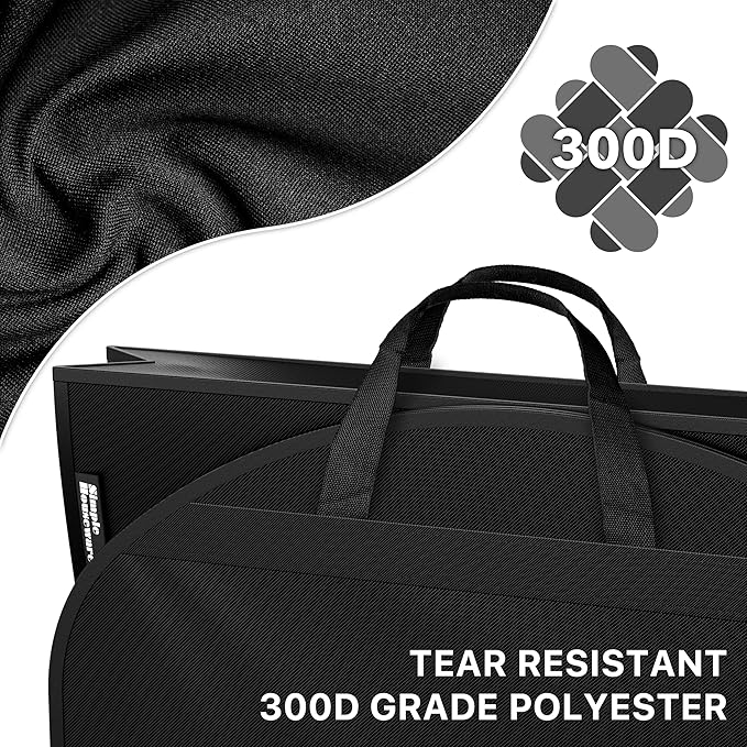 Simple Houseware 54'' Travel Garment Bag with Pockets for Suits, Dresses, Coats, Tuxedos, Heavy Duty 300D Polyester